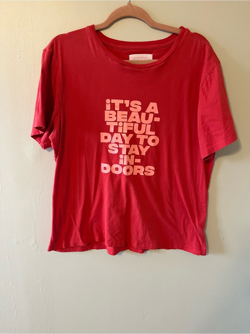 ban.do Red Graphic Tee with Pink Text
